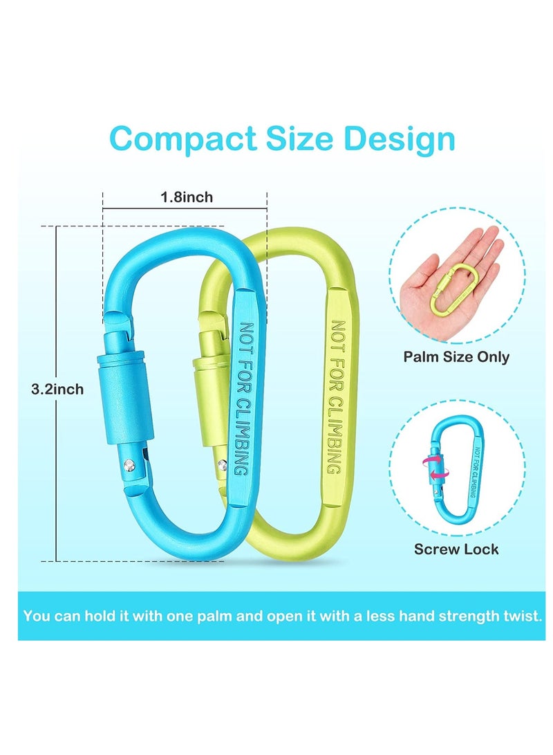 Carabiner Clip, 3 inch Aluminum D-Ring Shape Locking Carabiners, Snap Hook Sports Accessories for Outdoor Camping Hiking 4 Pack