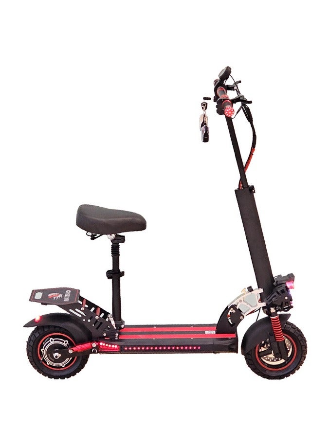 Electric Scooter 1000W Motor 48V10Ah Battery 35 to 45Km Range Max Speed 55KmpH 4 Suspension Led Lights & Digital Display  E10 with rear tail