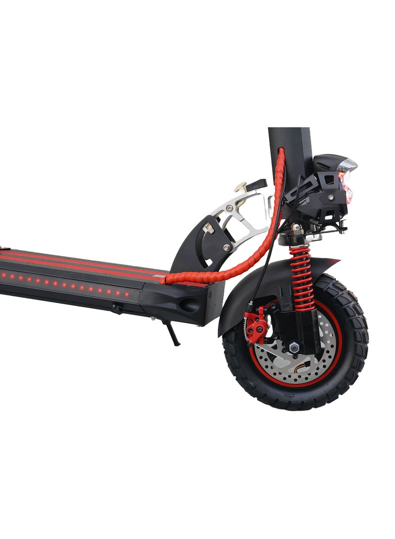 Electric Scooter 1000W Motor 48V10Ah Battery 35 to 45Km Range Max Speed 55KmpH 4 Suspension Led Lights & Digital Display  E10 with rear tail