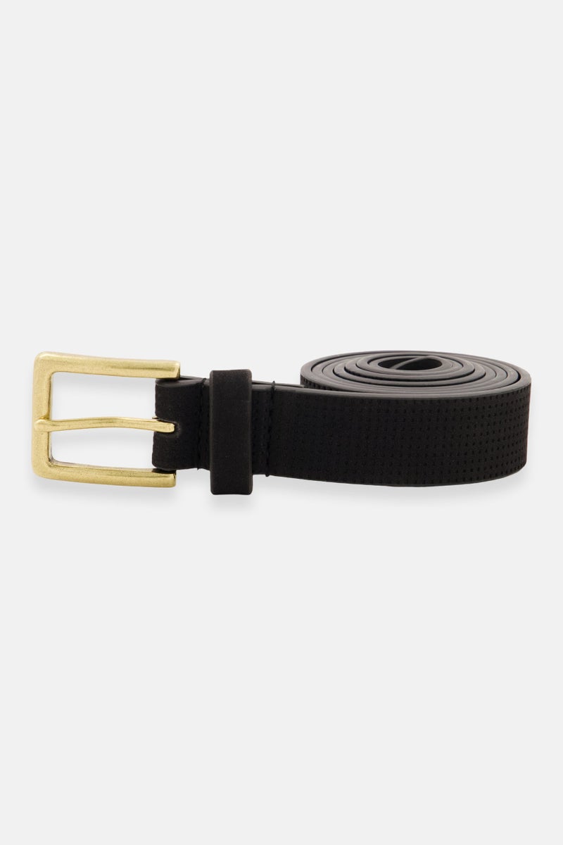 Men Textured Leather Belt, Black