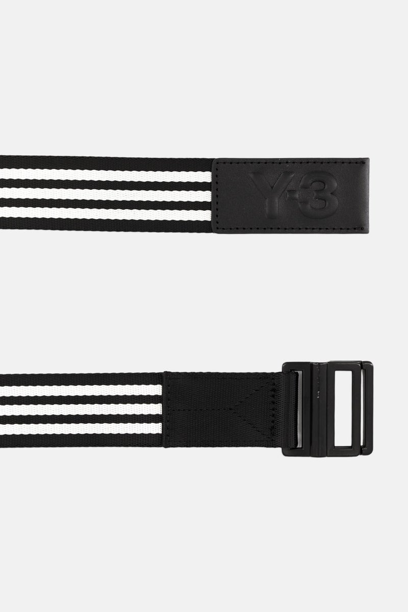 Men Brand Logo Belt, Black/White