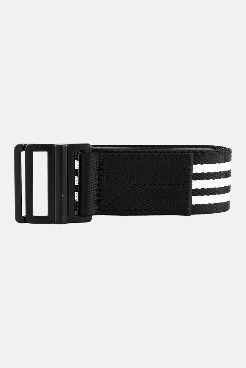 Men Brand Logo Belt, Black/White