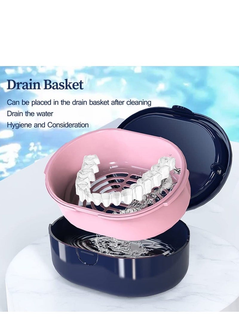 Denture Case Denture Bath Box for Traveling Perfectly Denture Cup Clean Care for Retainer Mouth Guard Denture for Cleaning Household Office