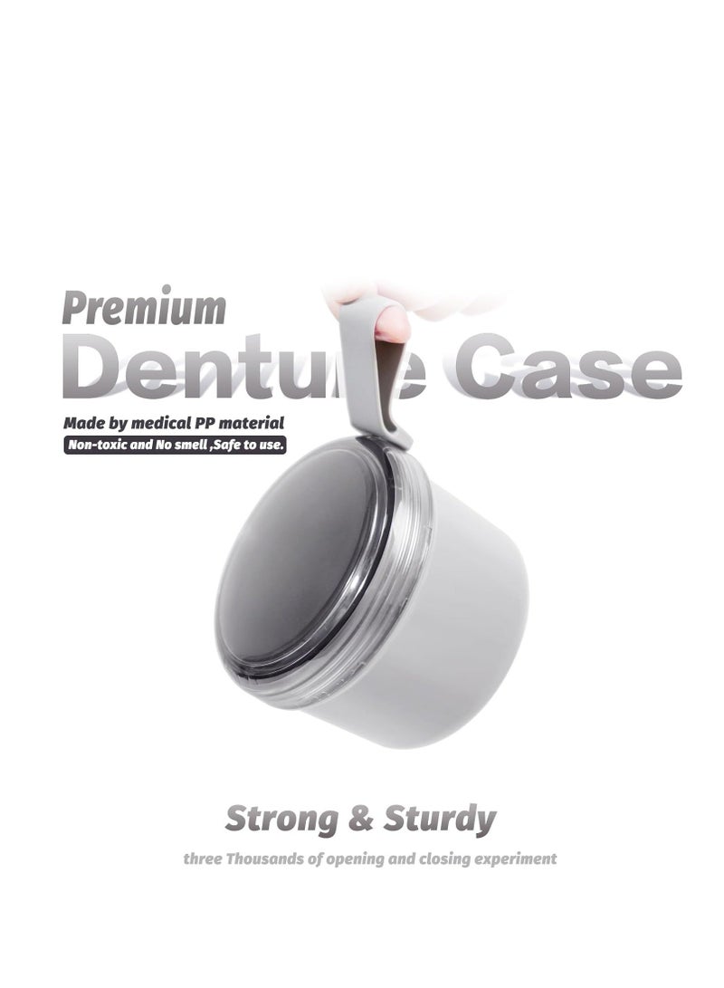 Denture Bath Cup Denture Case Retainer Cleaner Case Cleaning Care Denture Clear and Retainer Denture Holder for Household Office Travel