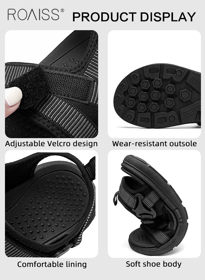 Fashionable and Comfortable Casual Sandals for Men with Magic Tape Lightweight and Soft Versatile Sandals Fits Everyday Mens Anti-Skid Water Resistant Textile Upper Beach Sandals