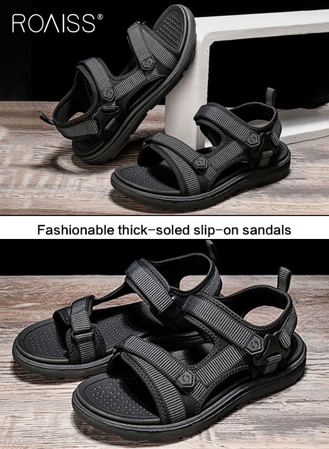 Fashionable and Comfortable Casual Sandals for Men with Magic Tape Lightweight and Soft Versatile Sandals Fits Everyday Mens Anti-Skid Water Resistant Textile Upper Beach Sandals