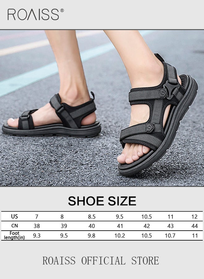 Fashionable and Comfortable Casual Sandals for Men with Magic Tape Lightweight and Soft Versatile Sandals Fits Everyday Mens Anti-Skid Water Resistant Textile Upper Beach Sandals