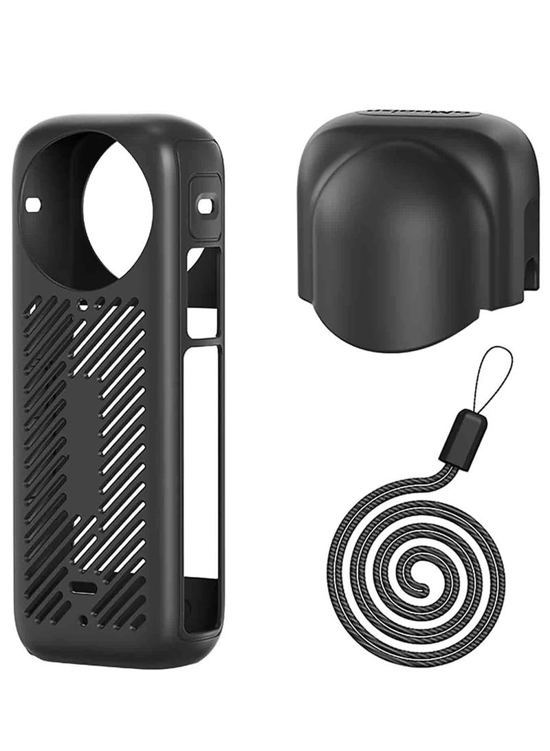 Action Camera Silicone Protective Case, Silicone Protective Case Accessories for Insta360 X4, Silicone Case for Insta360 X4, Lens Cap for Insta360 One X4