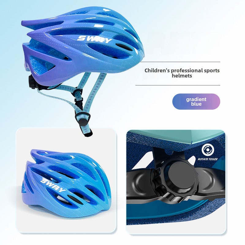 Childrens Integrated Skating Helmet Set Gradient blue one