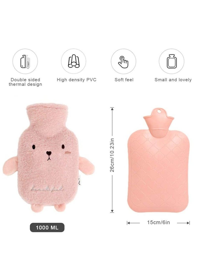 Hot Water Bag Warm Water Bag Hot Water Bottles Cosy Fluffy Soft Plush Cute Pattern for Back Legs Waist Warm for Family or Girlfriend