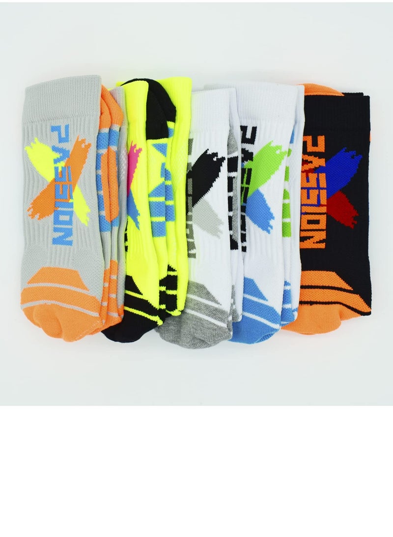 Men's Boys Athletic Crew Socks, 5 Pairs Comfort Breathable Cushioned, Basketball Hiking Training Outdoor Sports Sock