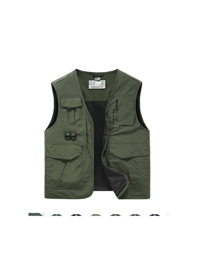 Multi Pocket Vest Men's Breathable Outdoor Journalist Sports Fishing Photography Volunteer Vest Workwear Vest Clip/One size fits all