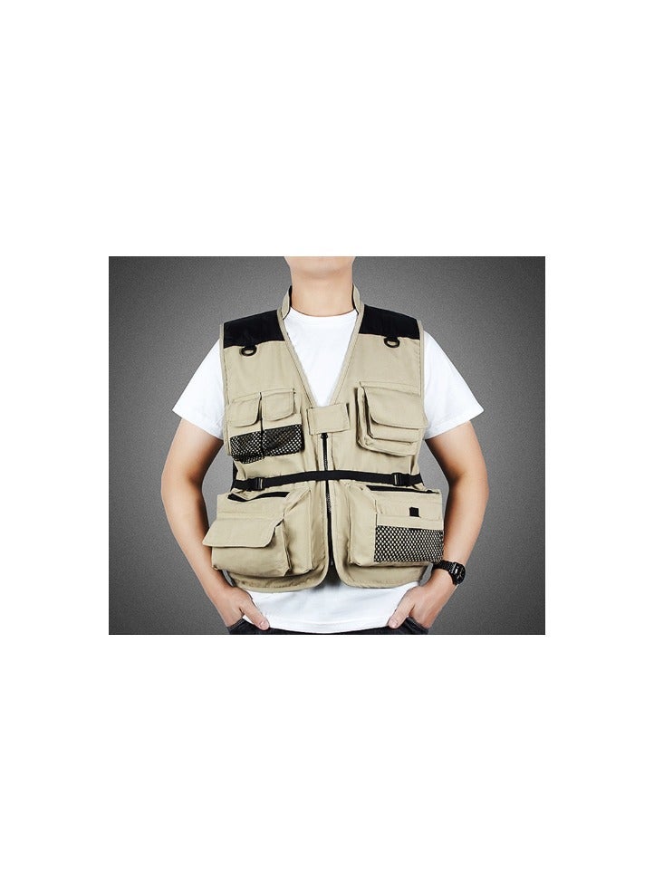 Multi Pocket Vest Men's Breathable Outdoor Journalist Sports Fishing Photography Volunteer Vest Workwear Vest Clip/One size fits all