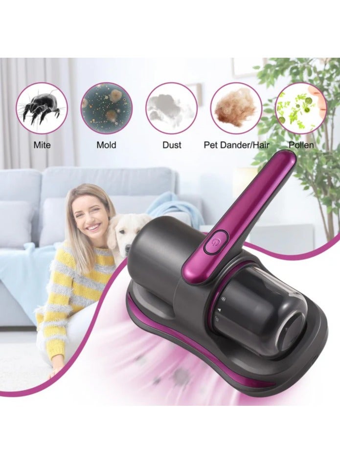 Cordless Handheld Mite Remover/Vacuum Cleaner and Steam less Heating Kills Mite/Allergies/Bacteria HEPA and Powerful Suction removes Pet Dander/Dust for Mattress Pillows Sofas