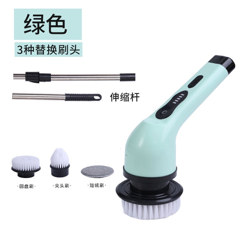 Cordless Electric Mop Spin Scrubber Replacement Heads Electric mopping brush with three heads (green)