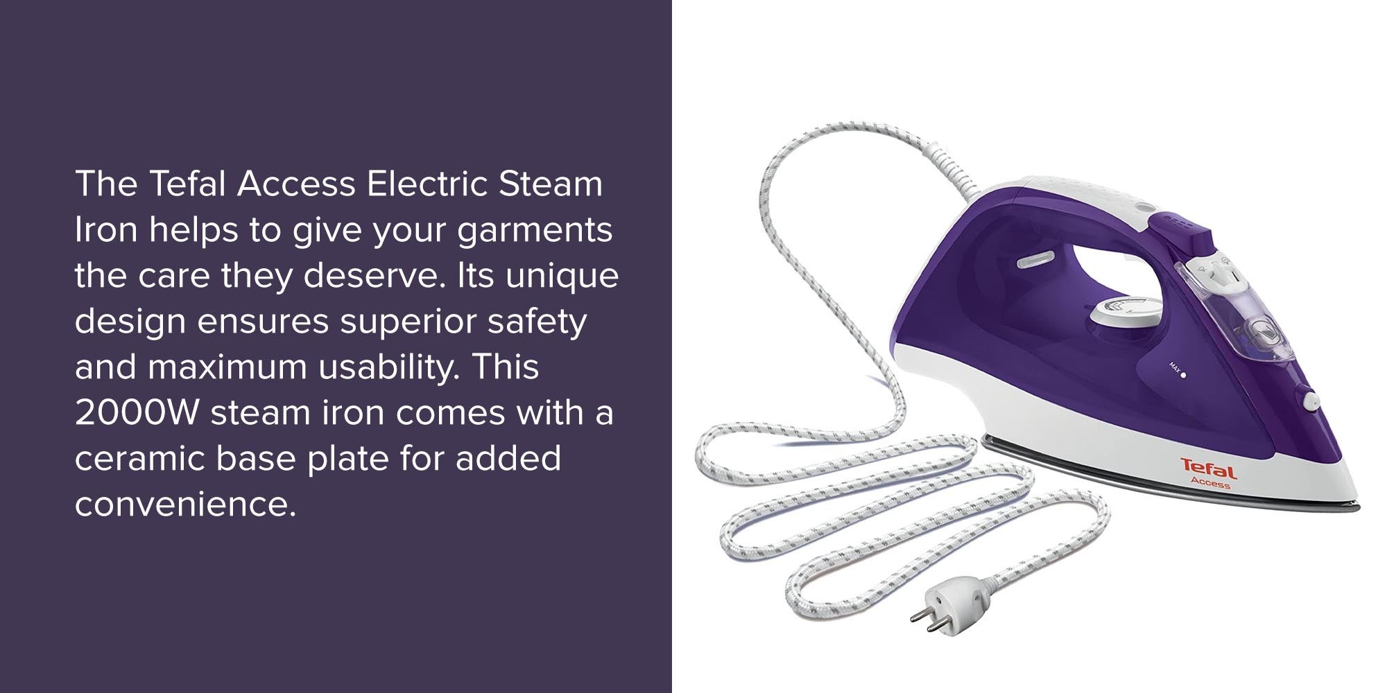 Electric Steam Iron 2000W 270.0 ml 2000.0 W FV1545E2 Purple/White