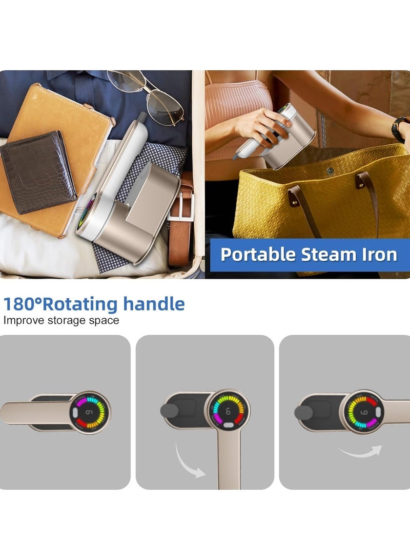 Clothes Steamer, Small Portable Steamer - 6 Smart Modes, Handheld Clothes Steamer, 120ml Water Tank, Foldable Steamer for Travel and Home Use - Gold.