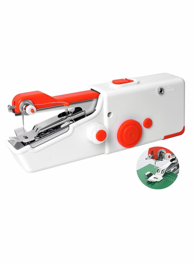 Compact Electric Handheld Sewing Machine for Beginners Easy Fast Stitching Ideal for DIY Projects Travel and Home Use Red