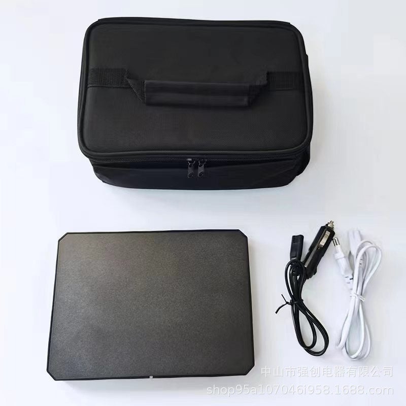 Portable 80W Electric Heated Lunch Box Insulated Foil Bag Black