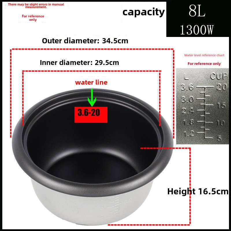 Old-fashioned electric rice cooker universal inner container non-stick inner pot thickened red triangle inner accessories 2L3L4L5L6L explosions 8L non-stick aluminum bladder