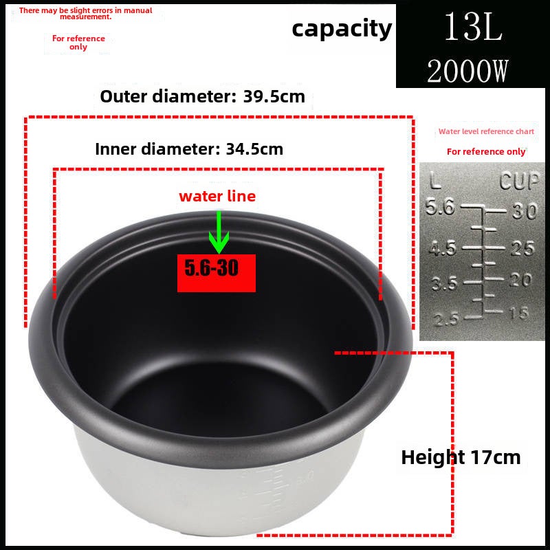 Old-fashioned electric rice cooker universal inner container non-stick inner pot thickened red triangle inner accessories 2L3L4L5L6L explosions 13L non-stick aluminum bladder