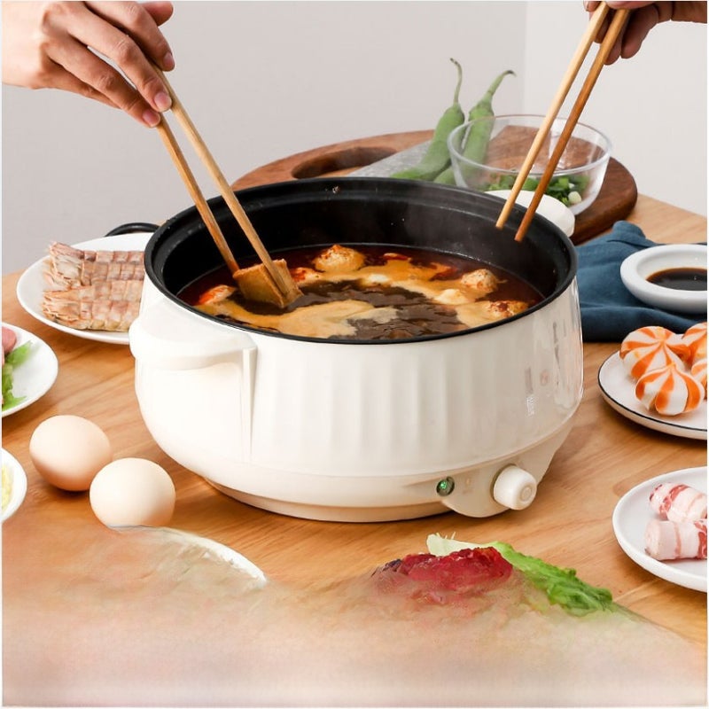 Multi-Function Electric Hot Pot Non-Stick Dorm Cooker Khaki online shopping (without steamer) 7 gifts