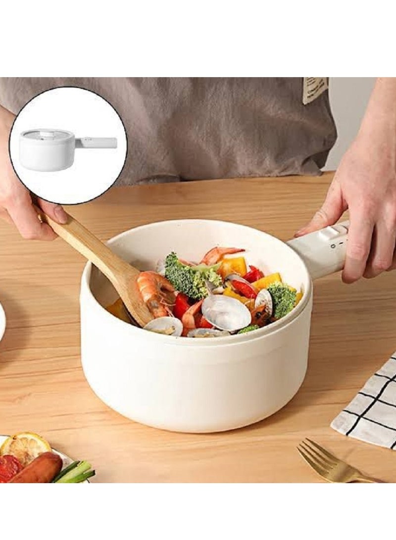 Electric Hot Pot Portable Non-Stick Pan for Steak, Egg, Fried Rice, Ramen, Oatmeal, Soup, Two Power Control