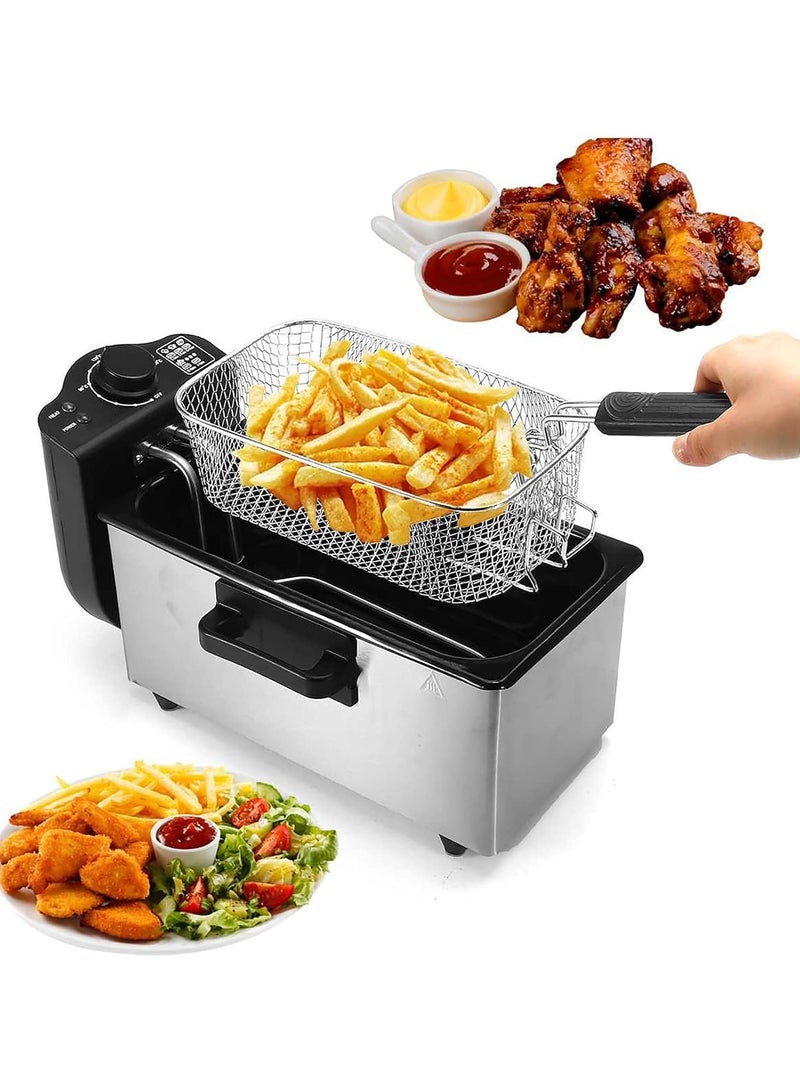 1200W Electronic Deep Fryer with Adjustable Thermostat, Non-Stick Basket, and Cool-Touch Handle – Perfect for Crispy Fried Foods, Home Kitchen Appliance