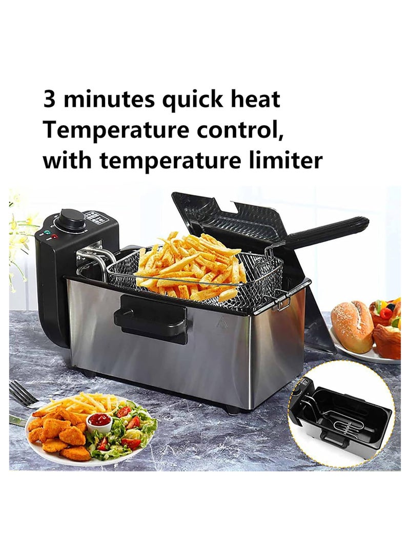 1200W Electronic Deep Fryer with Adjustable Thermostat, Non-Stick Basket, and Cool-Touch Handle – Perfect for Crispy Fried Foods, Home Kitchen Appliance