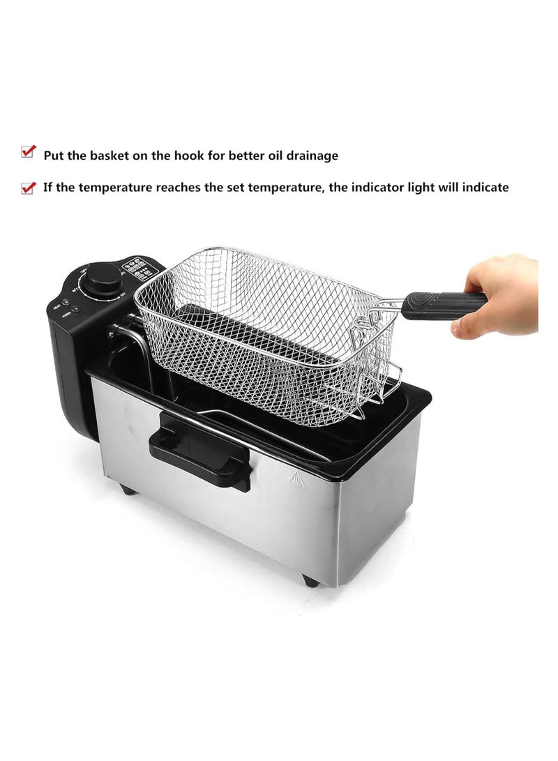 1200W Electronic Deep Fryer with Adjustable Thermostat, Non-Stick Basket, and Cool-Touch Handle – Perfect for Crispy Fried Foods, Home Kitchen Appliance