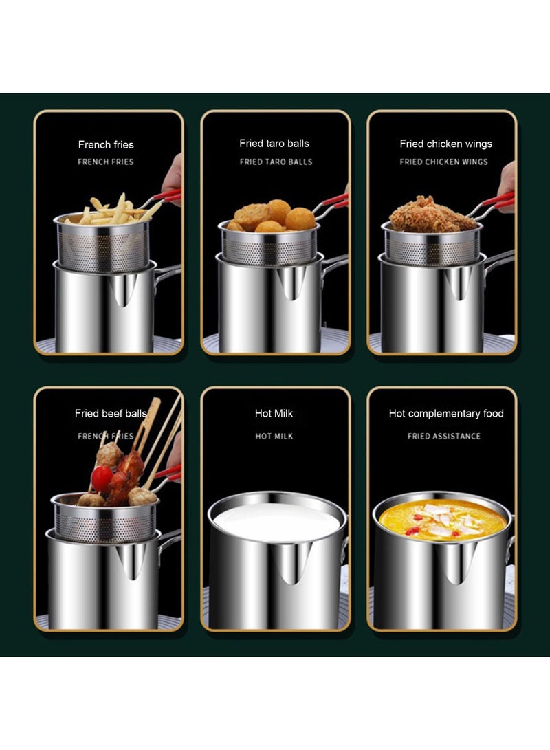 Multifunctional Mini Fryer Pot – Premium Stainless Steel with Superior Heat Conductivity, Oil-Saving Design for Efficient Cooking, Ideal for Home Use