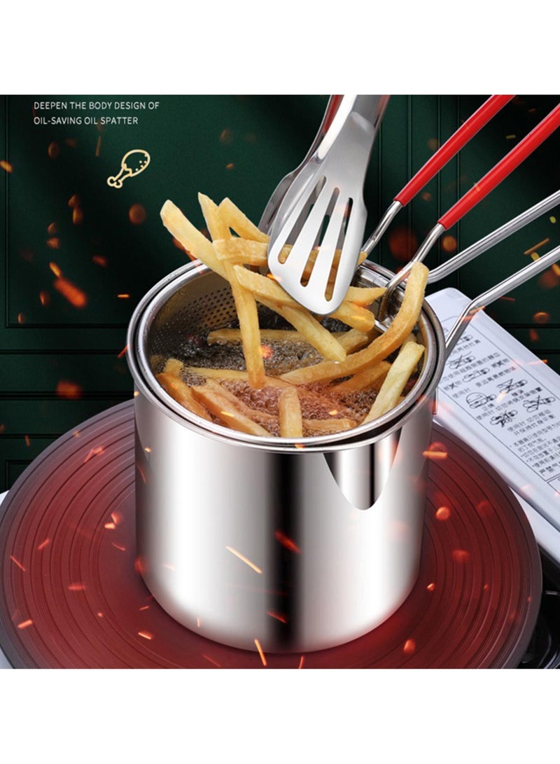 Multifunctional Mini Fryer Pot – Premium Stainless Steel with Superior Heat Conductivity, Oil-Saving Design for Efficient Cooking, Ideal for Home Use