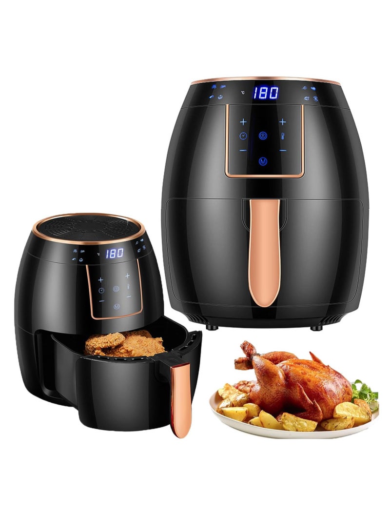 5.8QT Air Fryer with Digital Touch Screen and Temperature Control, Non-stick Basket, Free Recipes, Timer and Auto Shut Off, 1300W Oilless Cooker in Black