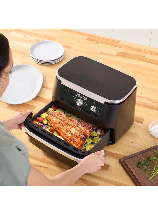 Foodi FlexDrawer Air Fryer, Dual Zone With Removable Divider, Large 10.4L Drawer, 7-In-1, Air-Fryer Uses No Oil, Air Fry, Roast, Bake, Max Crisp, Non-Stick Dishwasher Safe Parts 10.4 L 2470 W AF500ME Black