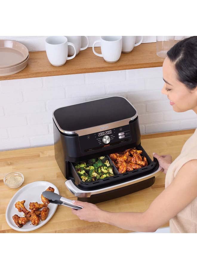 Foodi FlexDrawer Air Fryer, Dual Zone With Removable Divider, Large 10.4L Drawer, 7-In-1, Air-Fryer Uses No Oil, Air Fry, Roast, Bake, Max Crisp, Non-Stick Dishwasher Safe Parts 10.4 L 2470 W AF500ME Black