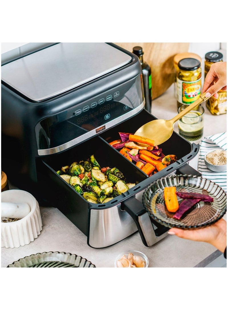 Bella Pro Series 9-qt. 1800 Watts, 120 Volts Digital Air Fryer with Dual Flex Basket Stainless Steel