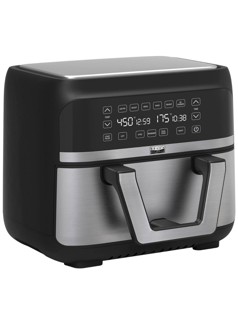Bella Pro Series 9-qt. 1800 Watts, 120 Volts Digital Air Fryer with Dual Flex Basket Stainless Steel