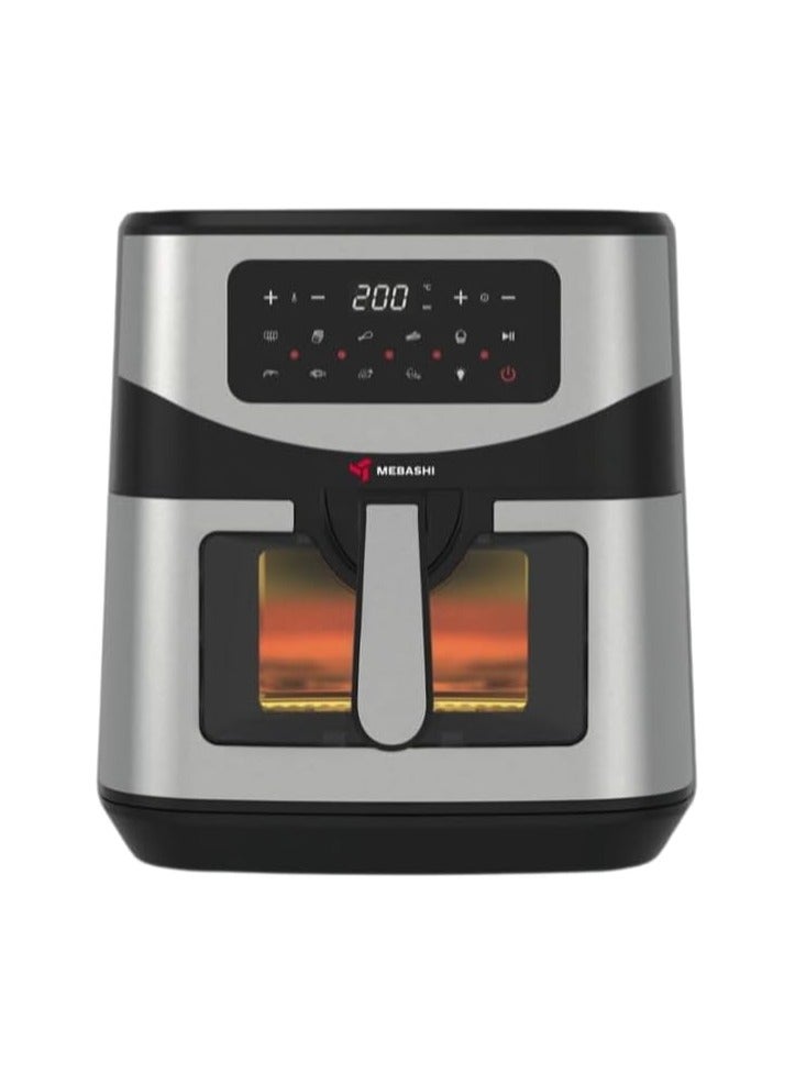 MEBASHI Air Fryer, 9.2 L Capacity, Digital Touch Screen,1800W, Glass Window, Black Steel (ME-AF985)