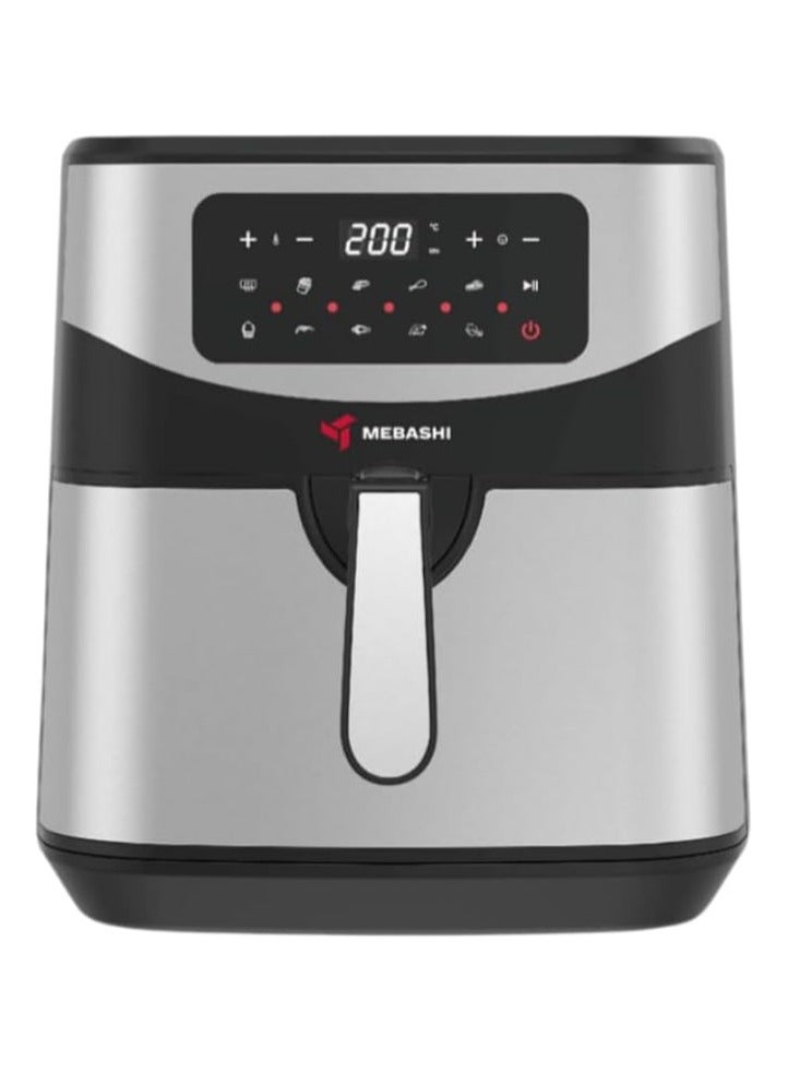 MEBASHI Air Fryer, 9.2L Outer Pot, 7.0L Inner Basket, Digital Touch Screen, 10 Preset Programs, 1600-1800W, Black-Silver (ME-AF959)