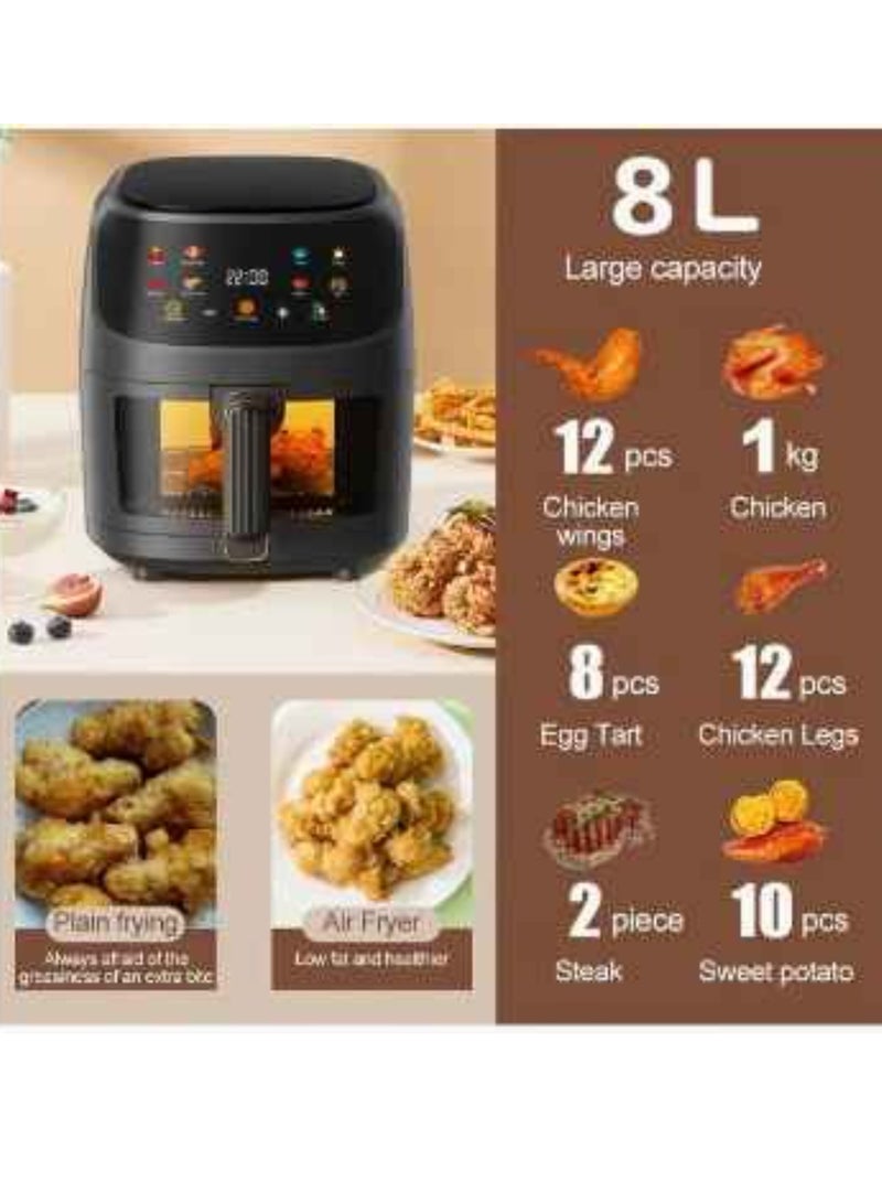 Air Fryer with LED Touch Screen And Rapid Air Convection Technology, 8L,2400W