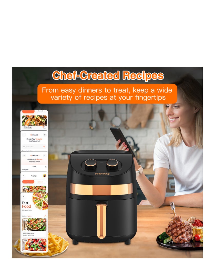 Air Fryer With Adjustable Temperature Control For Healthy Food Without Oil 3.5L Black/Gold