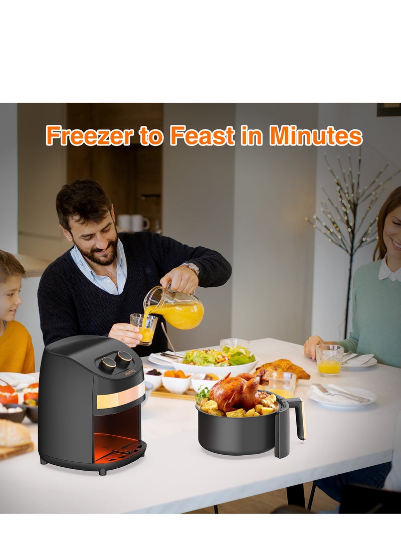 Air Fryer With Adjustable Temperature Control For Healthy Food Without Oil 3.5L Black/Gold