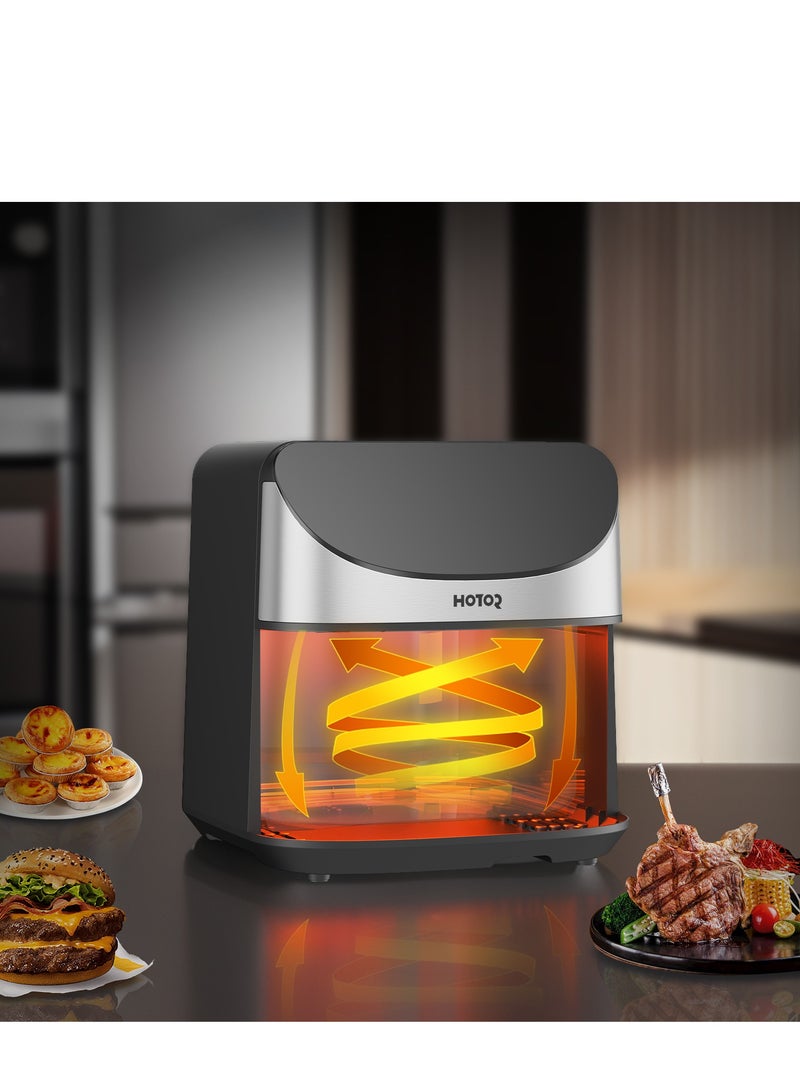 Air Fryer with Touchscreen Clear Window Adjustable Temperature Control For Healthy Food Without Oil 8 L Black/Silver