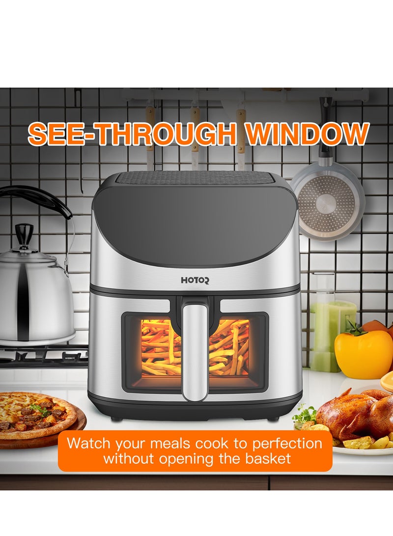 Air Fryer with Touchscreen Clear Window Adjustable Temperature Control For Healthy Food Without Oil 8 L Black/Silver