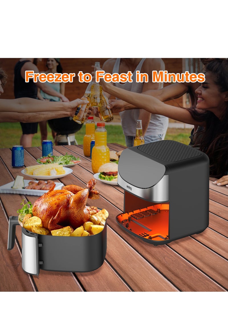 Air Fryer with Touchscreen Clear Window Adjustable Temperature Control For Healthy Food Without Oil 8 L Black/Silver