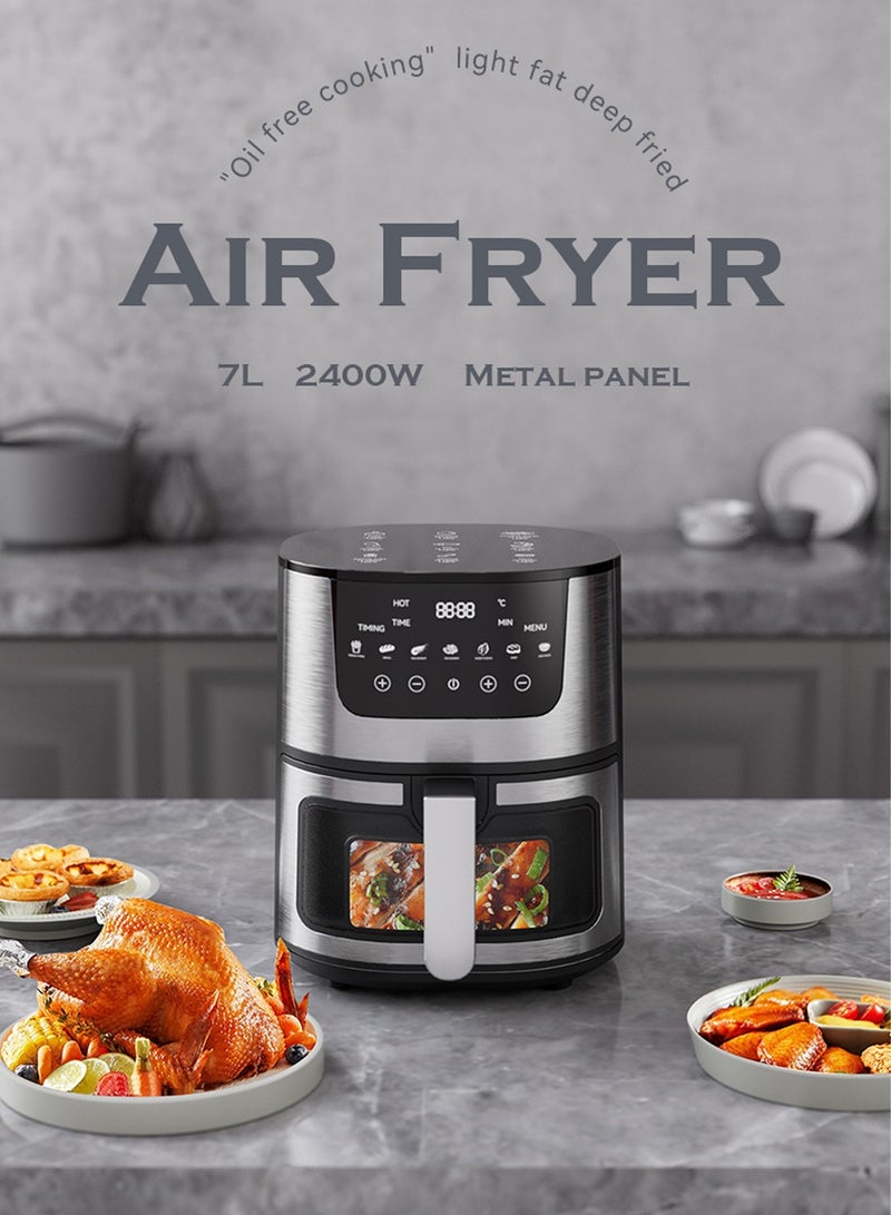 7L Air Fryer, 2400W,  Visual Touch Screen, 7-in-1 For Frying, Grilling, Broiling, Roasting and Baking, RR504, Black