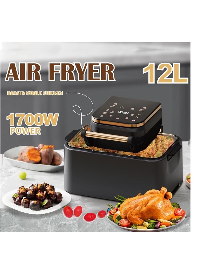 Smart Air Fryer - 12L Large Capacity - Automatic Electric Fryer - Screen Touch Control Panel - Intelligent Temperature Control - Oil-free Baking - Home Oven - 1700W