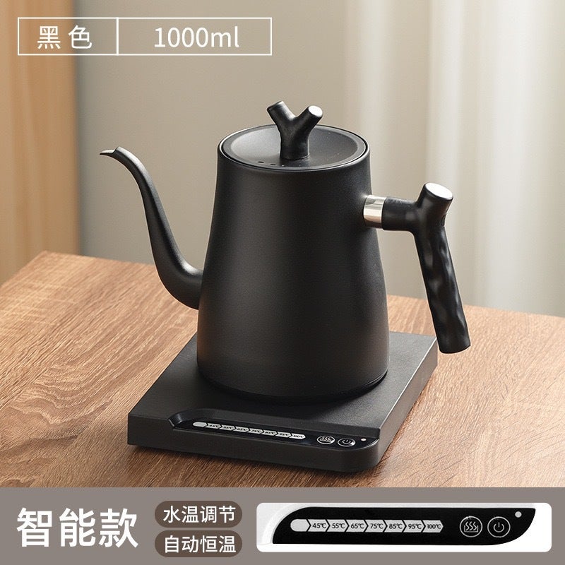 304 Stainless Smart Pour-Over Kettle Automatic Temperature Control Straight mouth Black (Smart)