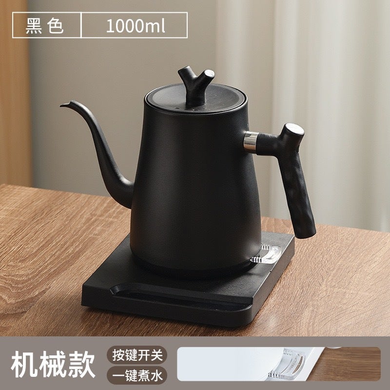 304 Stainless Smart Pour-Over Kettle Automatic Temperature Control Straight mouth Black (mechanical)