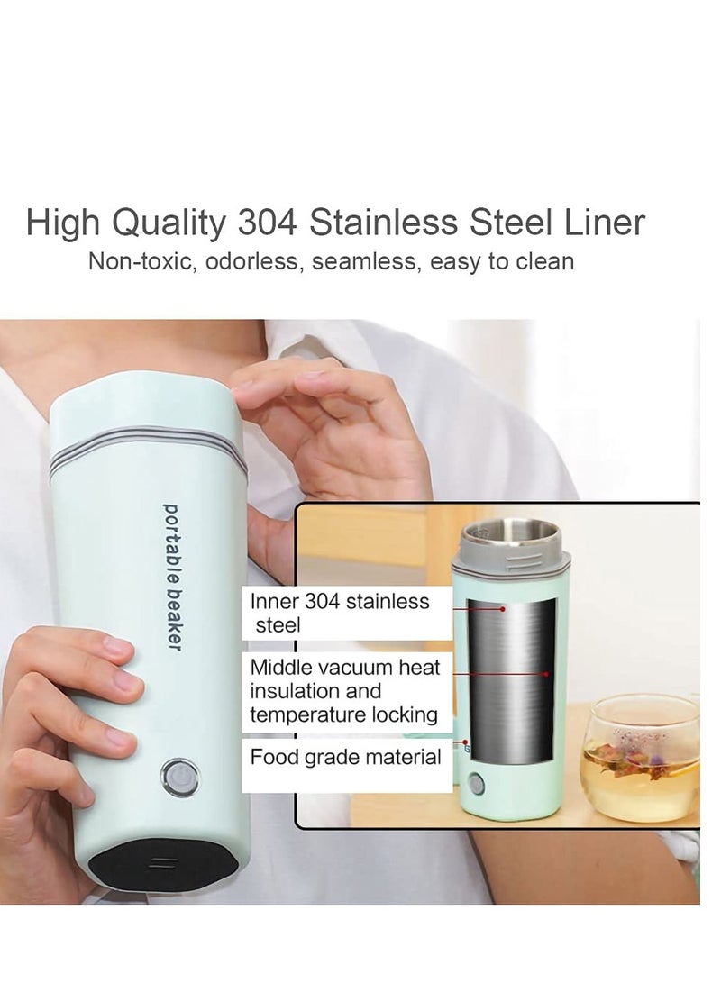 Portable Electric Kettle Stainless Steel Liner Travel Electric Cup Home Mini Heating Teapot Fast Cooking Single Cup Water Heater 350ml Hot Water Bottle (light Green)